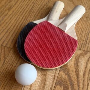 Mini Red and Black Table Tennis Paddles with Ball